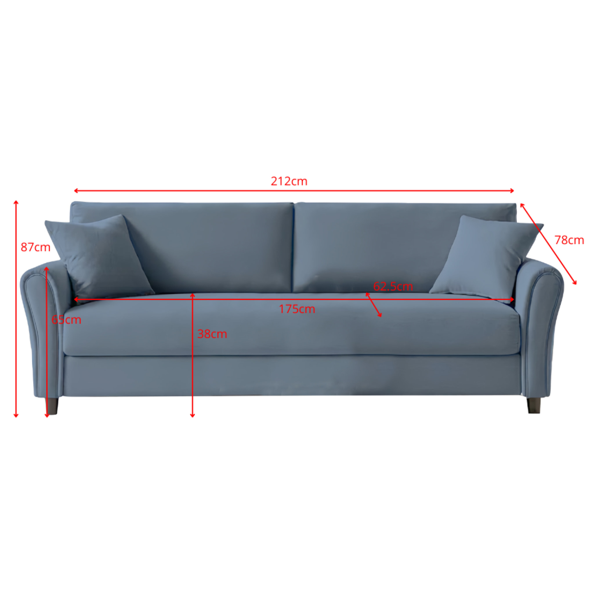 MALERNE - Canapé droit en tissu 4 places gris clair