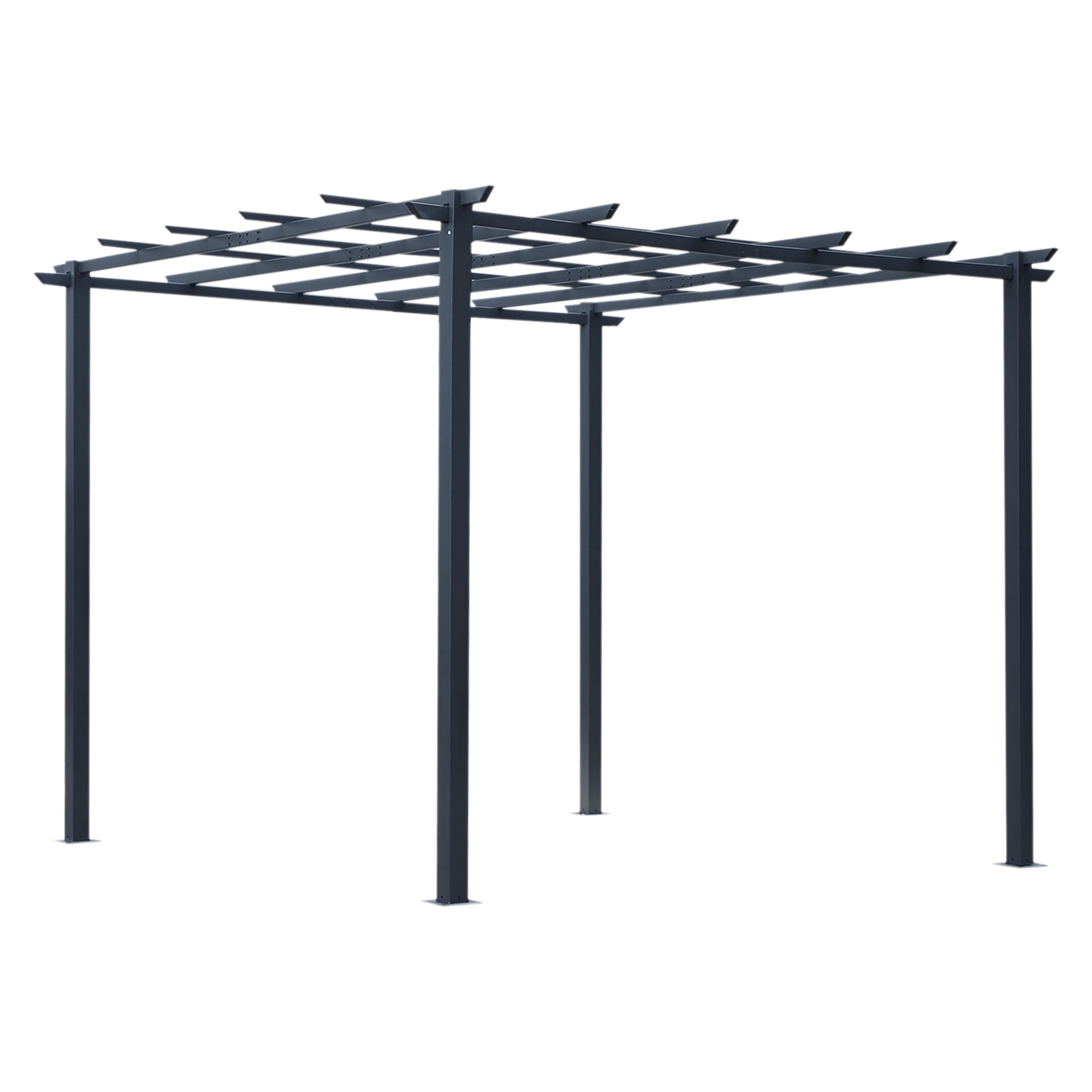 Pergola autoportante style contemporain - toit terrasse à décorer - dim. 3L x 3l x 2,3H m - métal époxy anticorrosion noir