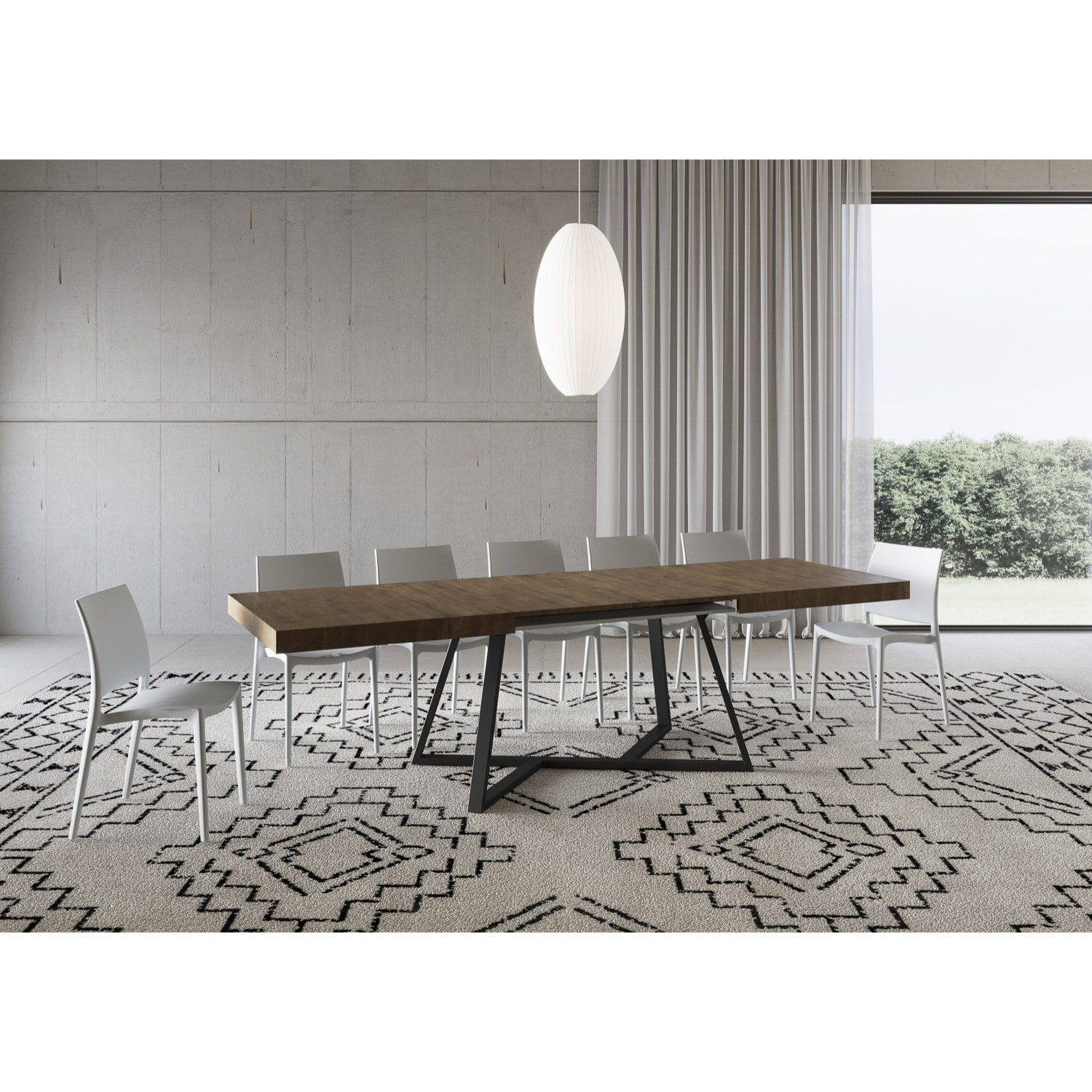 Mesa extensible 90x200/304 cm Booster nogal patas antracita