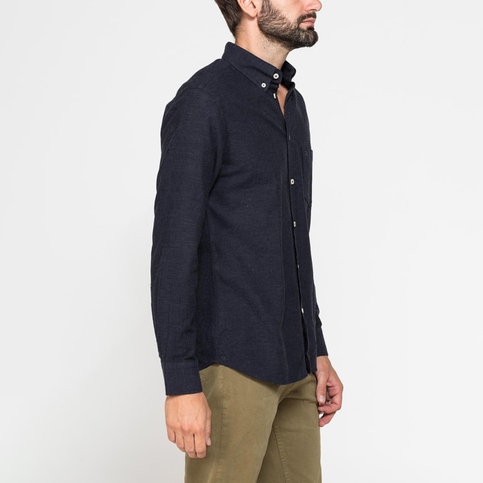 CAMICIA DI FLANELLA IN COLORI TINTA UNITA CON TASCHINO