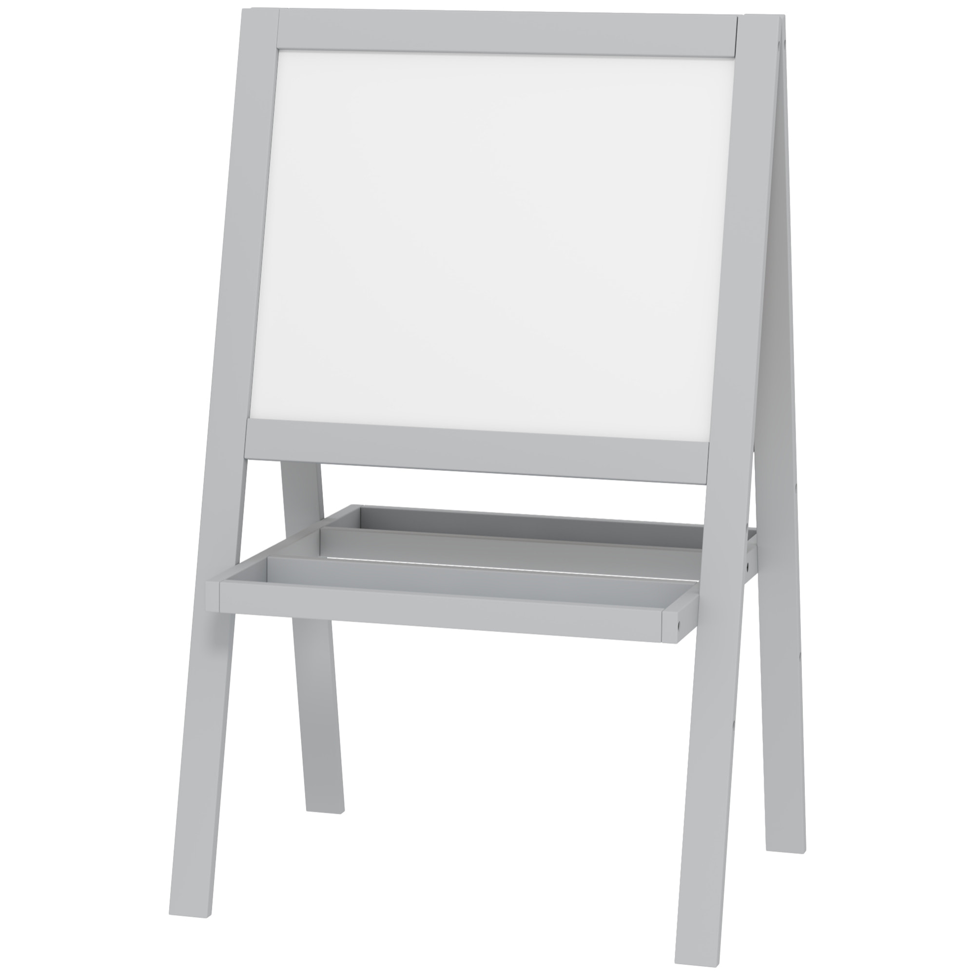 Tableau enfant double face tableau blanc et noir - 2 étagères intégrées - MDF gris