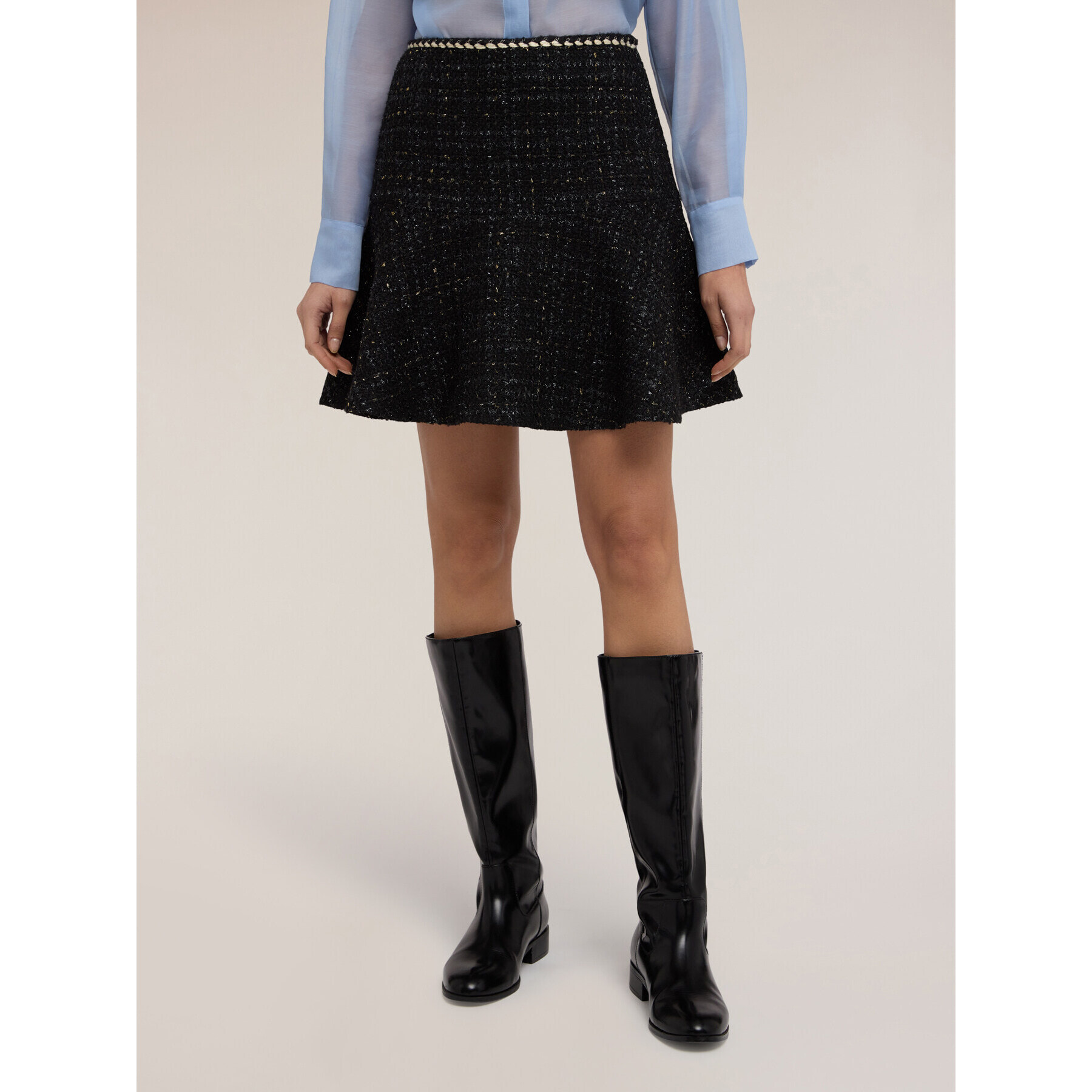 Motivi - Minifalda línea A en tejido bouclé - Negro