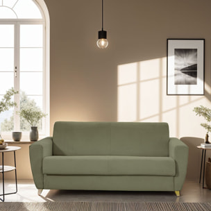 Canapé convertible express 3 places en velours côtelé - LEANDRO