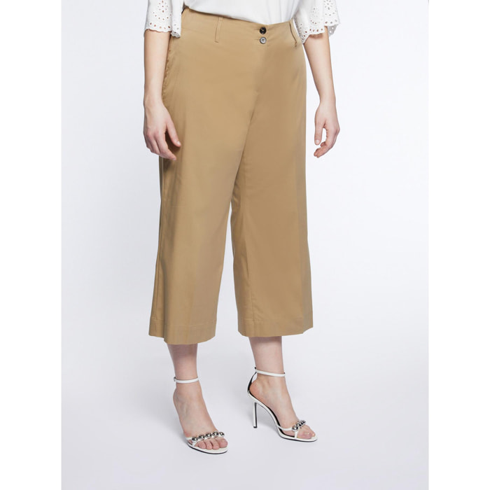 Fiorella Rubino - Pantaloni cropped gamba larga - Beige