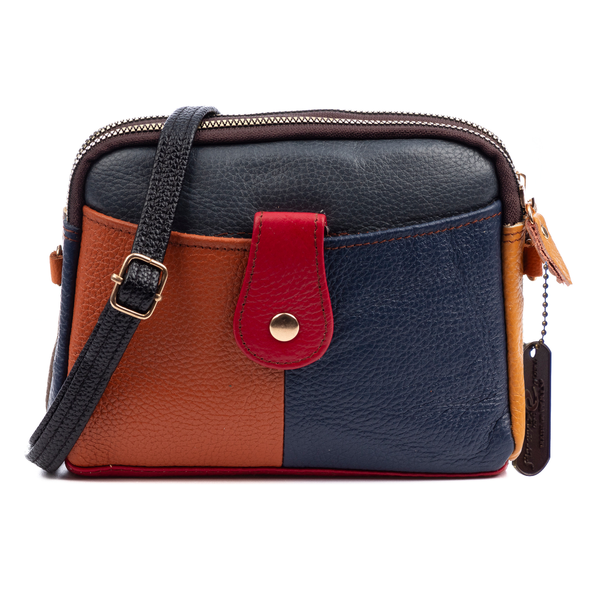 Attigliano bolso bandolera en piel auténtica Dollaro. Colores combinados aleatorios.