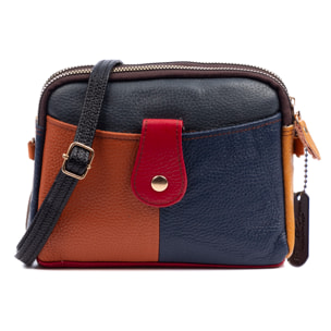 Attigliano bolso bandolera en piel auténtica Dollaro. Colores combinados aleatorios.