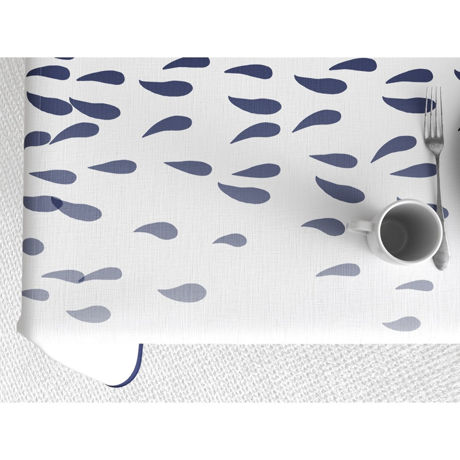 Nappe imprimée Coton Anti Tache Murmure Bleu