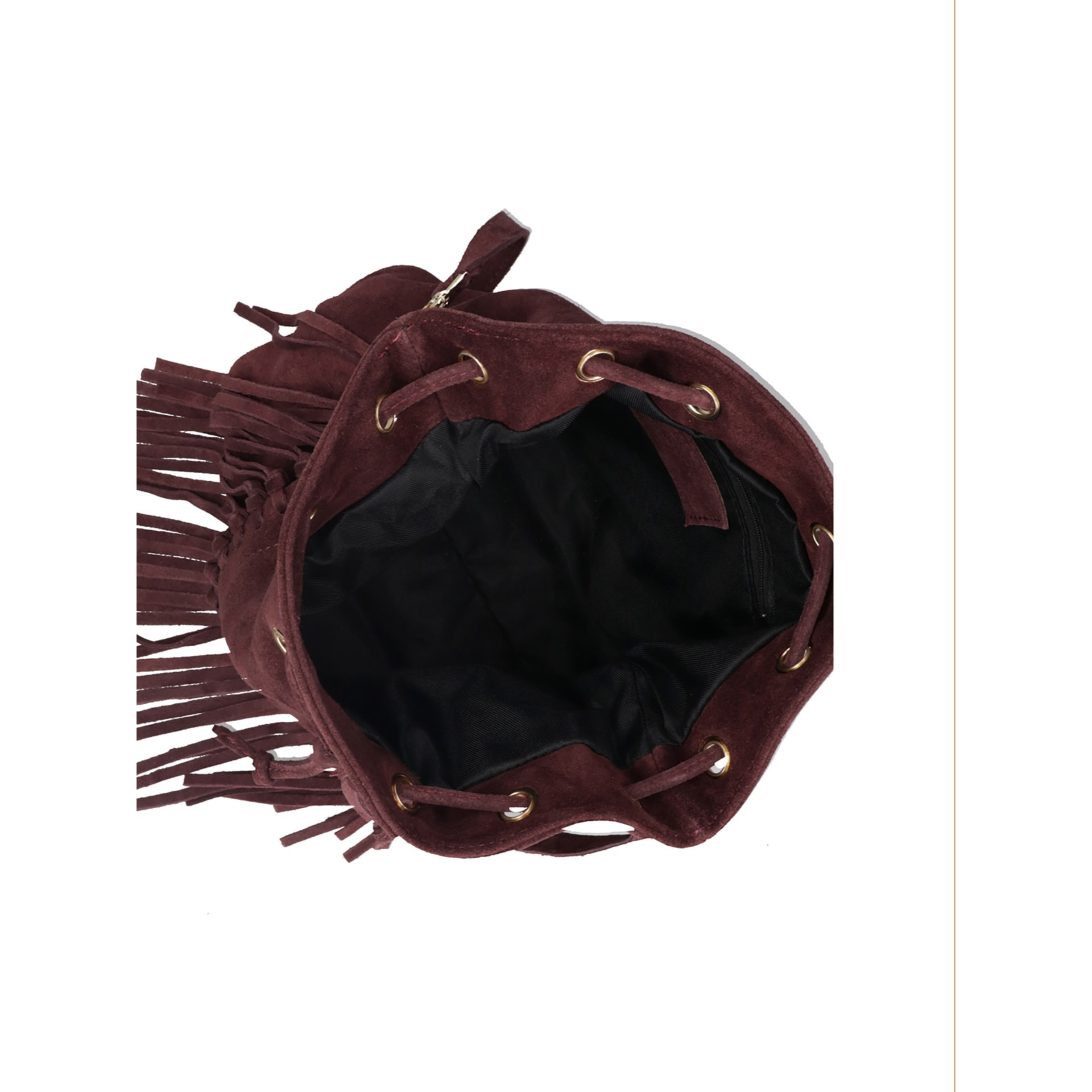 Borsa a secchiello da donna Made in Italy - Modello Umbria Plus - Pelle scamosciata - 25.0 x 22.0 x 13.0 cm