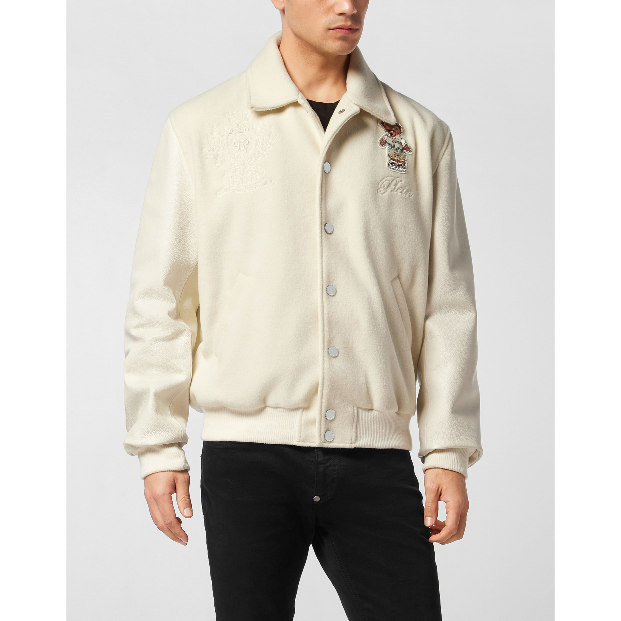 PHILIPP PLEIN Leather Bomber TEDDY