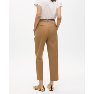 Pantaloni chino con elastico logato e strass