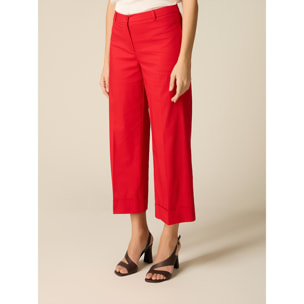 Oltre - Pantalones cropped de mezcla de algodón - Rojo