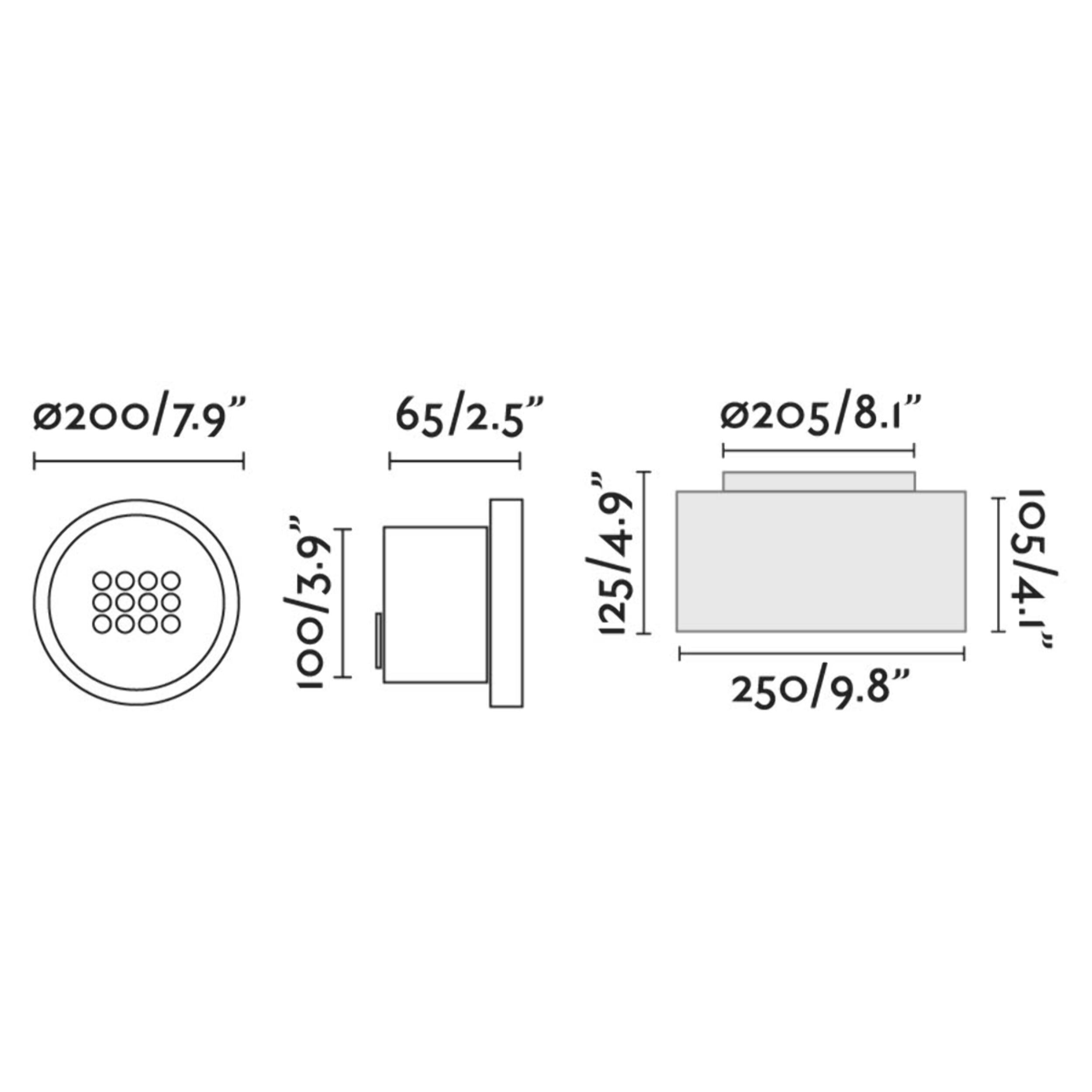 TRAS-25 LED Lámpara empotrable negra 40º