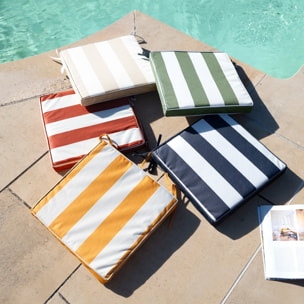 Galette de chaise imperméable déhoussable à rayures ARCACHON - Lin