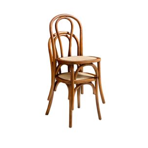 Chaise vintage bois et rotin (lot de 2) BASTILLE