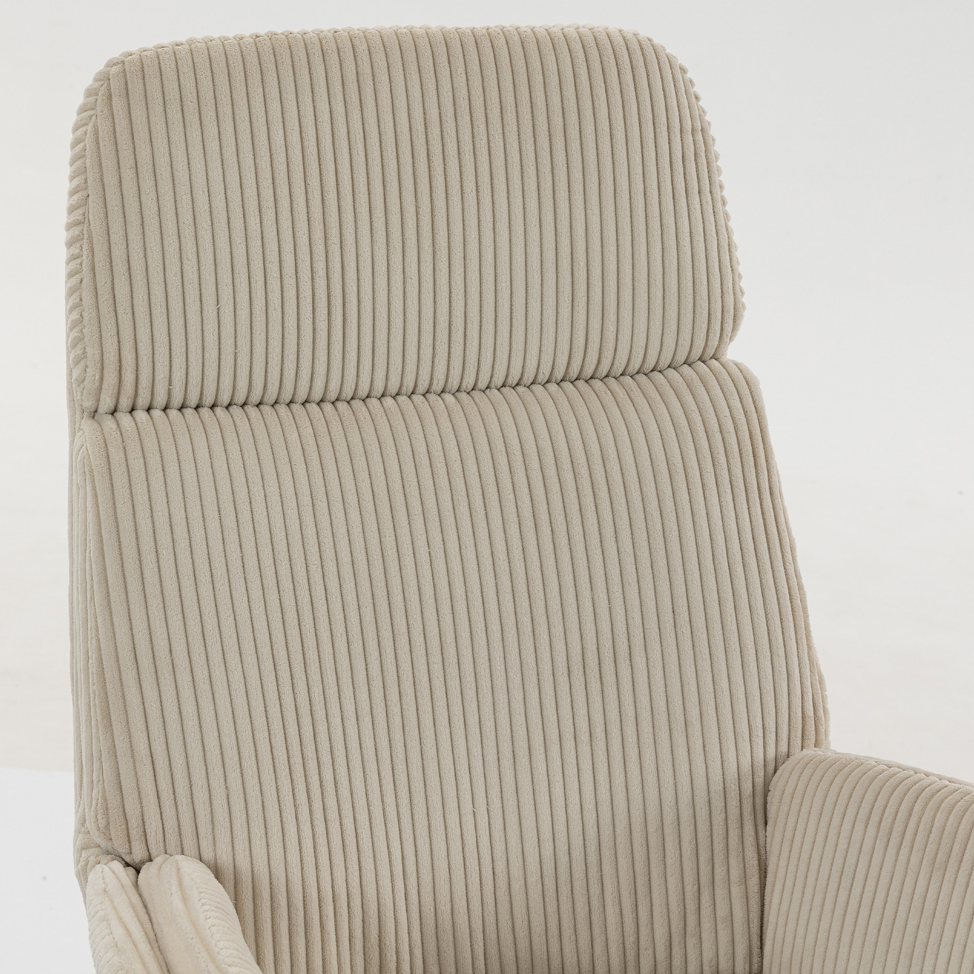 Fauteuil à bascule velours côtelé beige métal bois noir