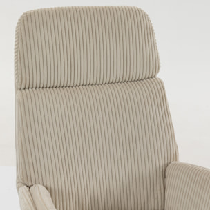 Fauteuil à bascule velours côtelé beige métal bois noir
