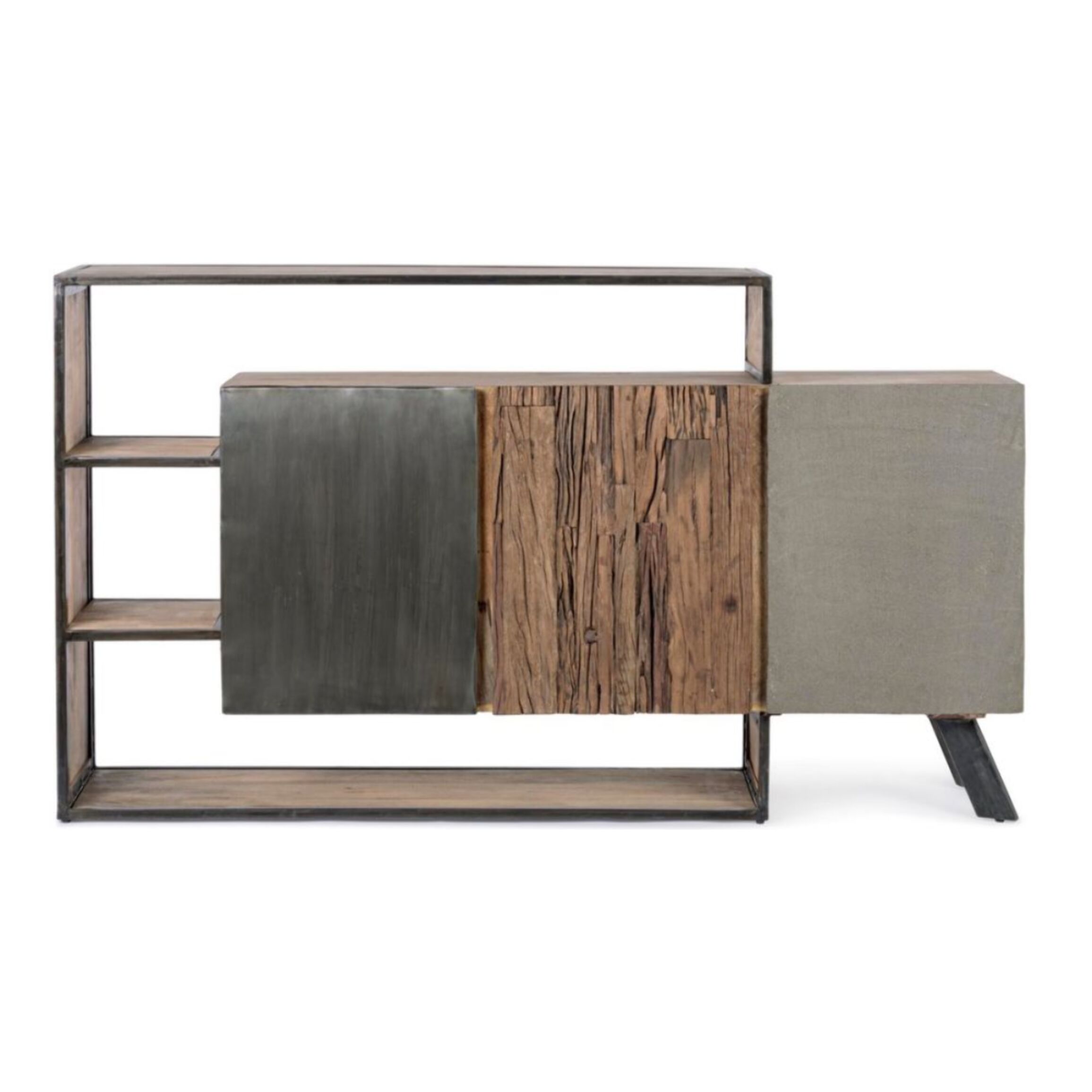 Credenza MANCHESTER in legno di mango e acciaio nero, 175x38x100 cm