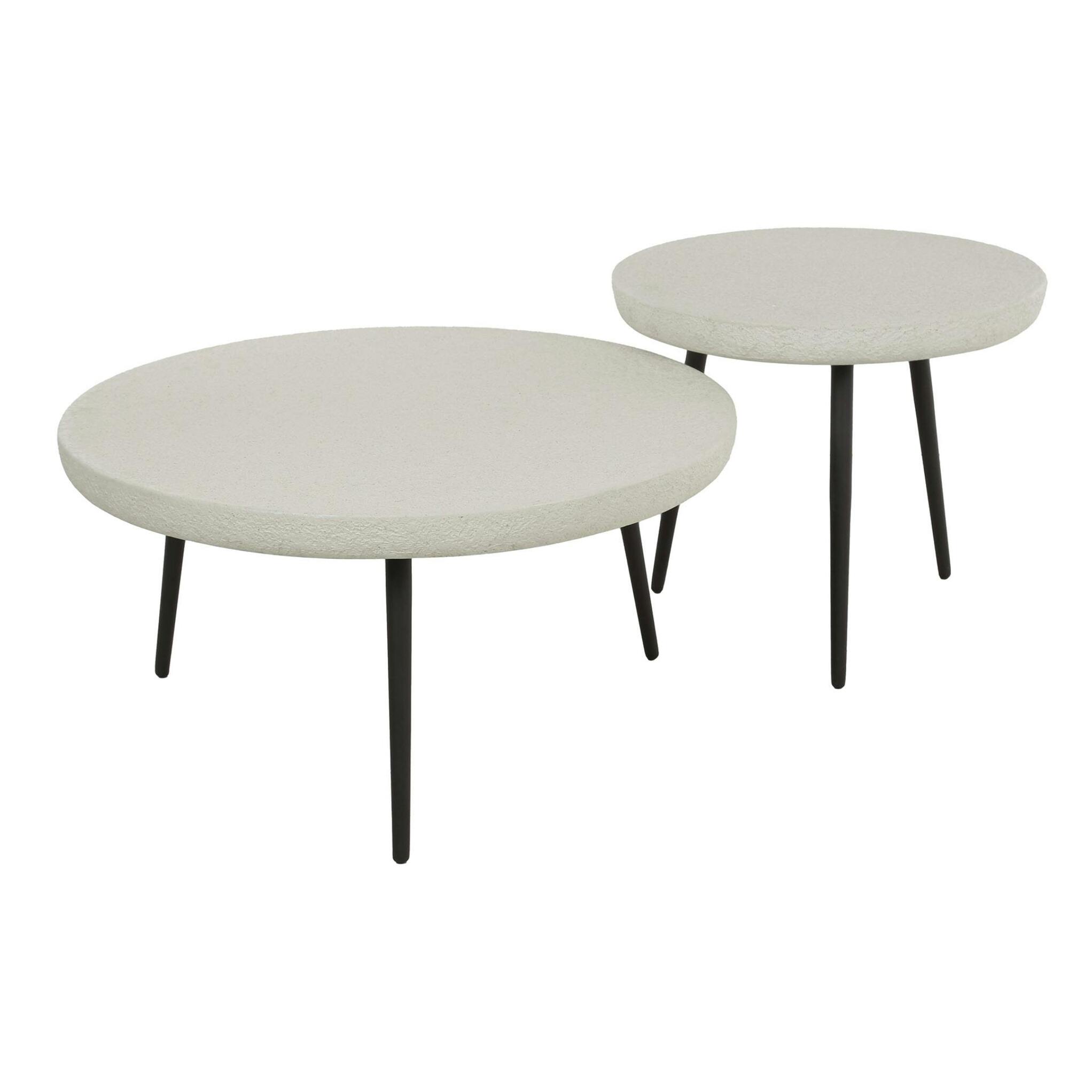 Table de salon blanche en marbre composite forme ronde (lot de 2) TAJ