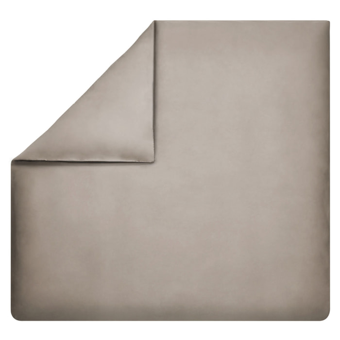 Housse de couette unie en satin de coton bio, TEOPHILE, Taupe Gazelle