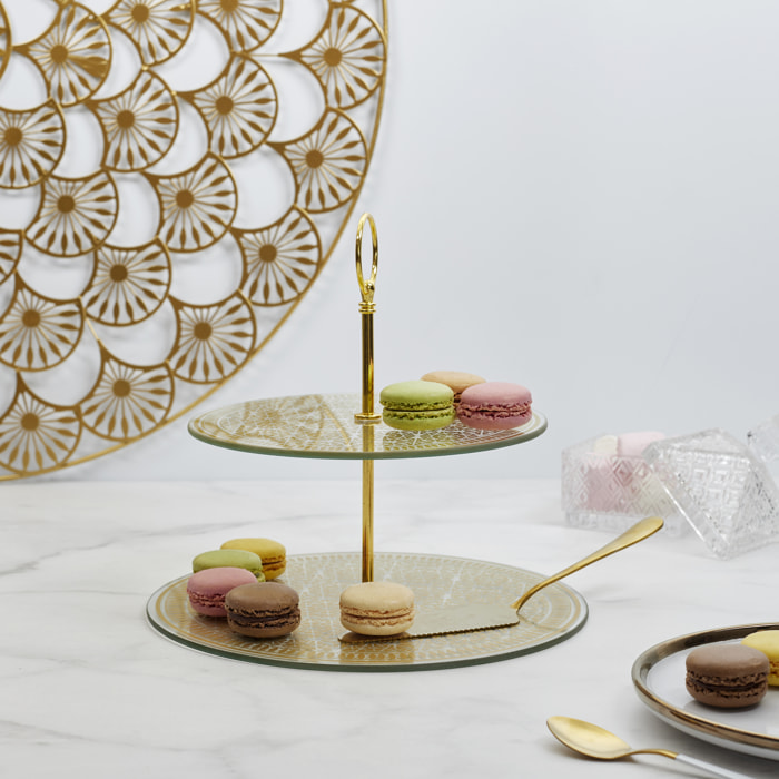 PLATEAU EN VERRE 2 ETAGES D25CM