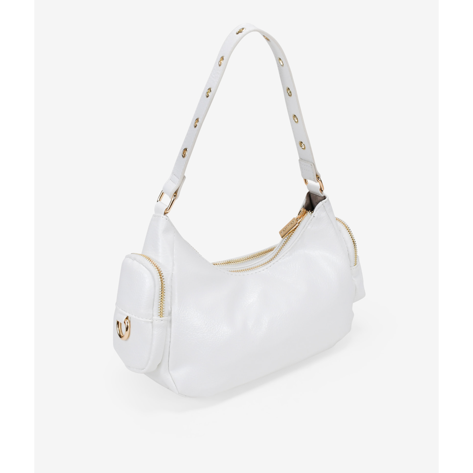 Bolso de hombro blanco con bolsillos