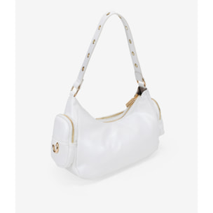 Bolso de hombro blanco con bolsillos