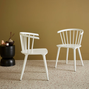 Lot de 2 chaises blanches à barreaux en bois et contreplaqué. Paula. L 51 x P 53 x H 75cm
