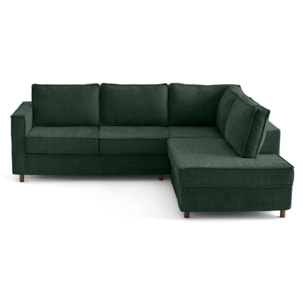 Housse en velours texturé pour canapé déhoussable Jake d'angle droit 5 places - Vert