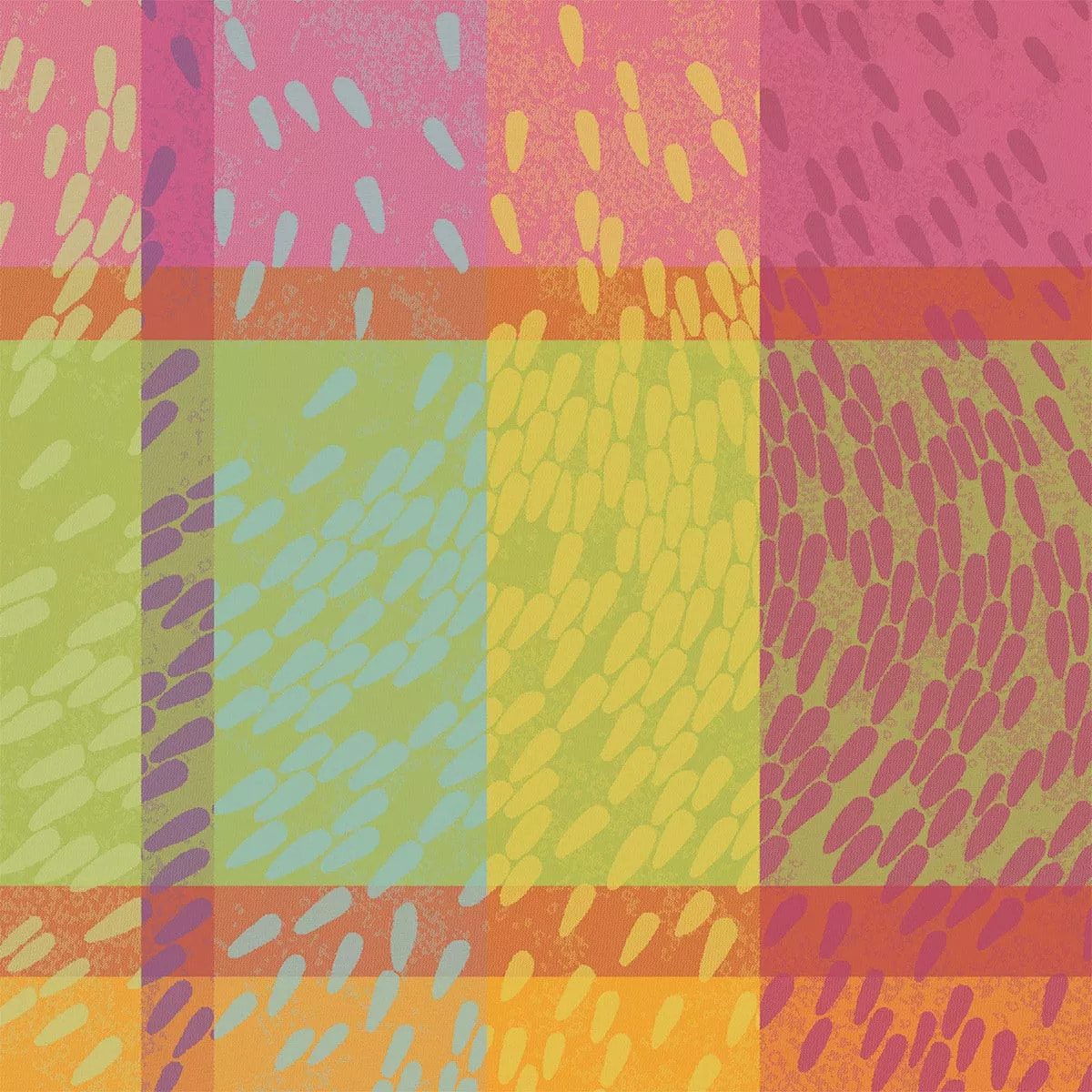 Serviette pur coton 220 g/m² motif jacquard rose vert Mille sources berlingot