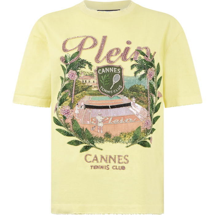 PHILIPP PLEIN Washed Man Fit T-Shirt Cannes Tennis Club