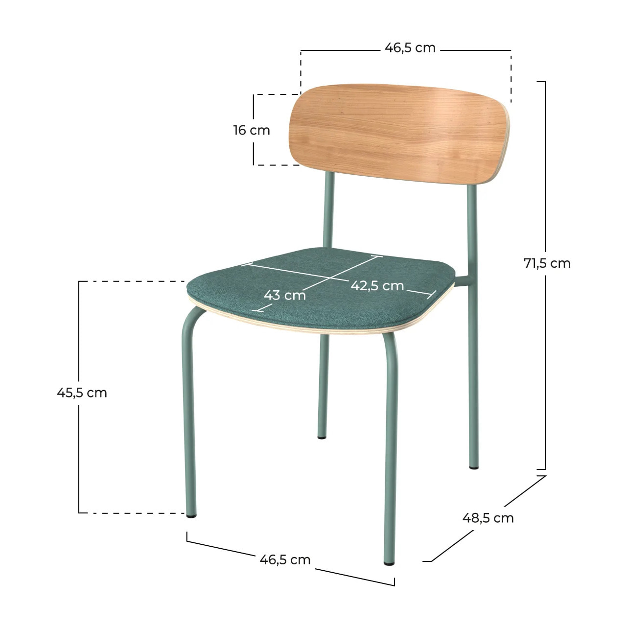 Lot de 2 chaises en bois clair et tissu bleu canard - Alba