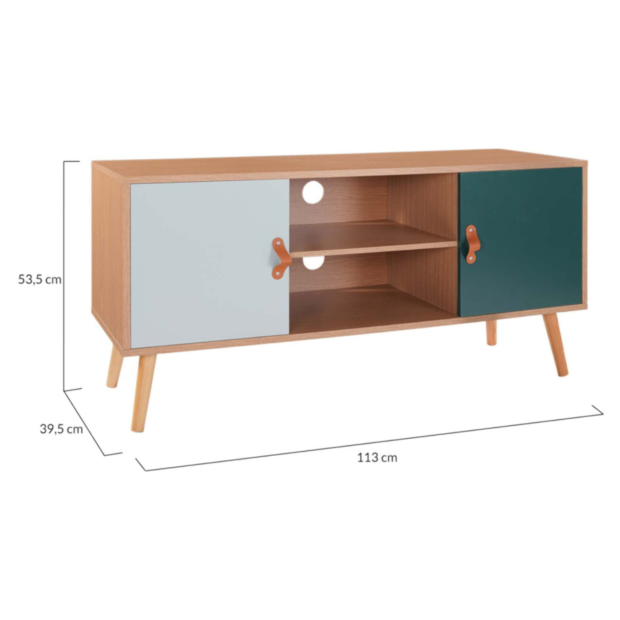 Meuble TV Aria 2 portes vert clair et foncé L113cm