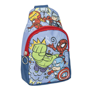 Mochila bandolera de spiderman - color azul - 13x23x7cm - fabricada en poliéster - bandolera infantil con asas ajustables - compartimento principal