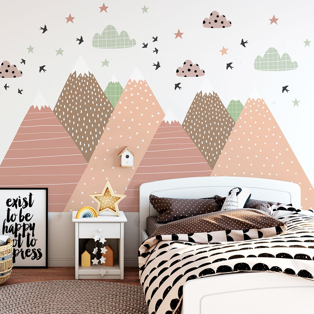 Stickers muraux enfants - Décoration chambre bébé - Autocollant Sticker mural géant enfant montagnes scandinaves PRISKA