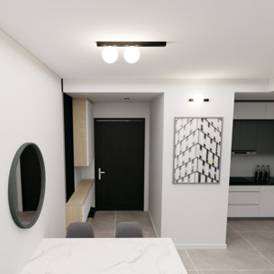 Lampada a parete FIT in acciaio nero opaco e vetro opalino