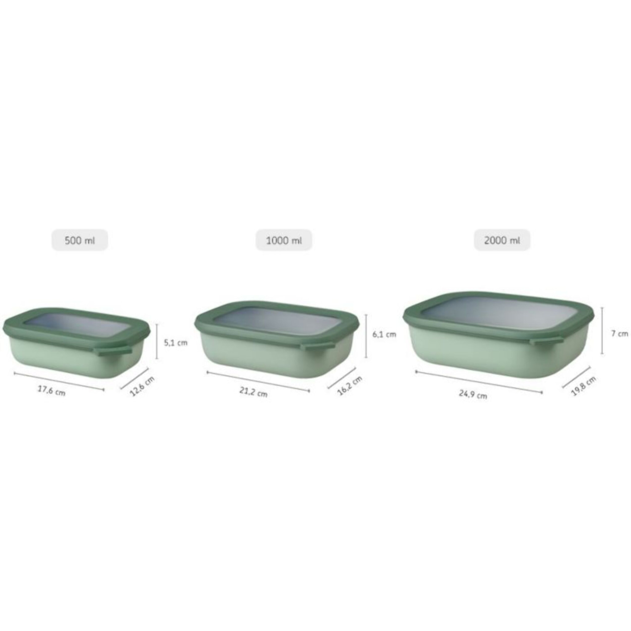 Boîte hermétique MEPAL Cirqula rectangulaire 2 L Nordic sage