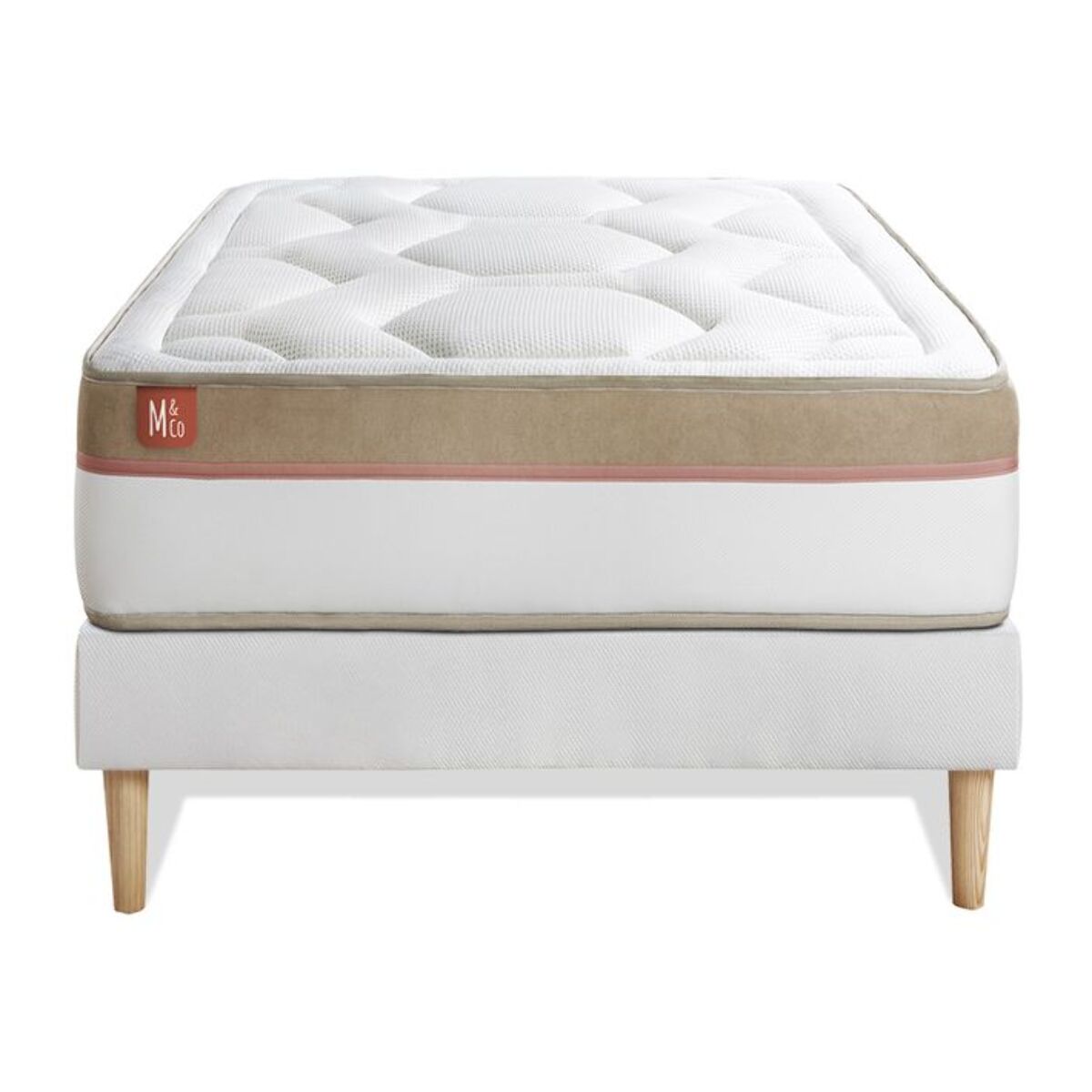 Ensemble - Matelas Mémoire de forme 30cm d'épaisseur - 7 zones de confort - Confort ferme - Sommier tapissier monobloc - 1 place