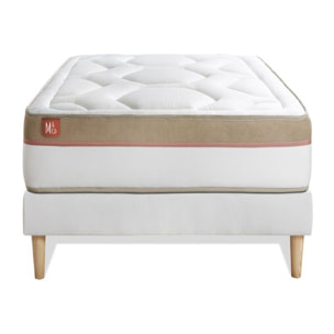 Ensemble - Matelas Mémoire de forme 30cm d'épaisseur - 7 zones de confort - Confort ferme - Sommier tapissier monobloc - 1 place