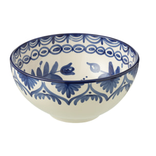 J-Line bol Granada High - céramique - blanc/bleu - large - Ø 28 cm