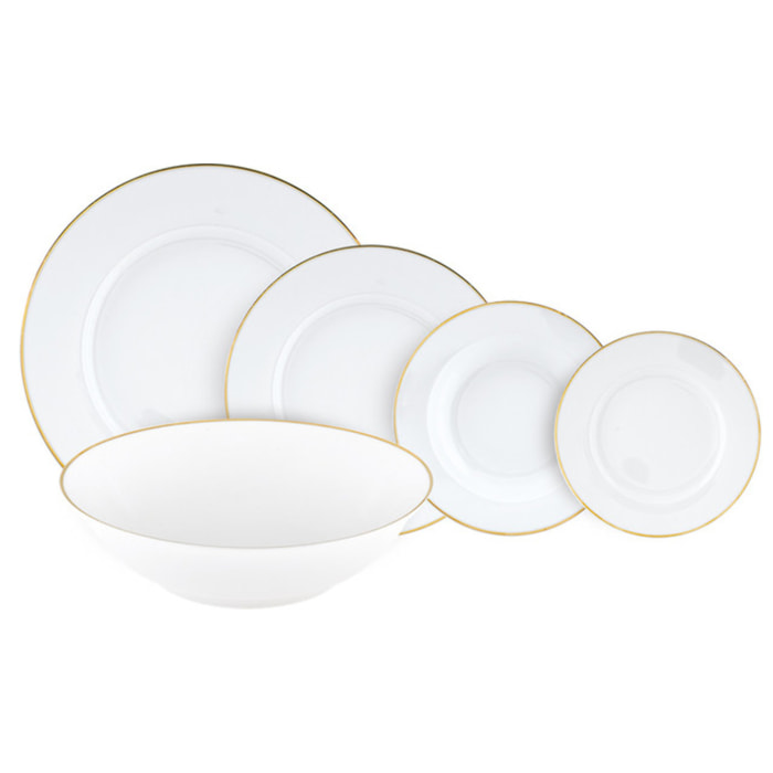Servizio piatti Gold Chic da 38 pezzi con insalatiera e piatto da portata