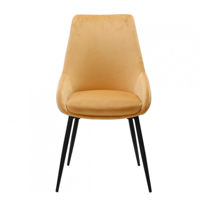 Chaise en velours avec piètement métal noir - MONDO