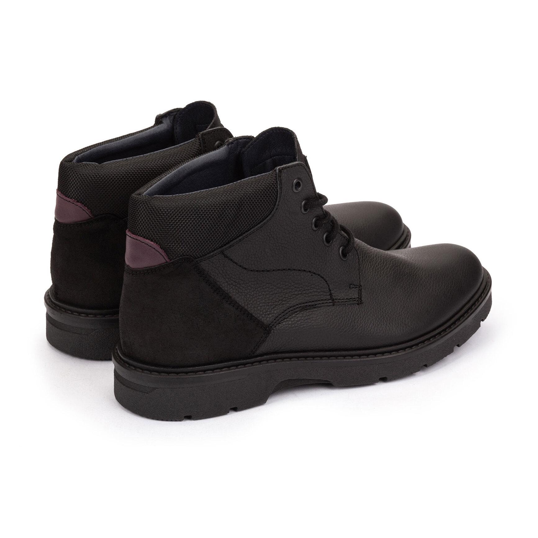 Botines Casual De Piel Negro Con Cordones para Hombre