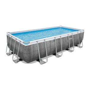 Bestway Piscine hors sol tubulaire rectangulaire Bestway Power Steel 549 x 274 x 122 cm décor rotin gris