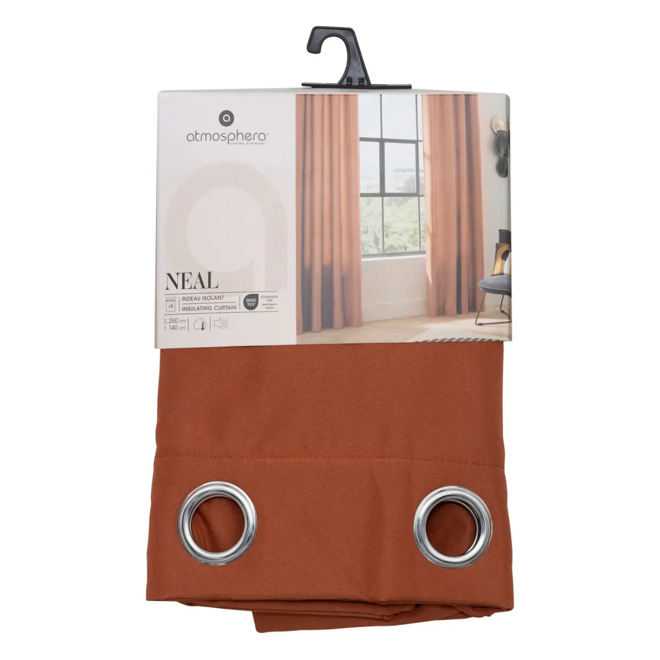 Rideau isolant Neal terracotta 140x260cm