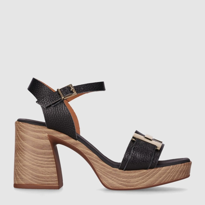 Sandalias de Piel - Negro - Tacón: 6 cm