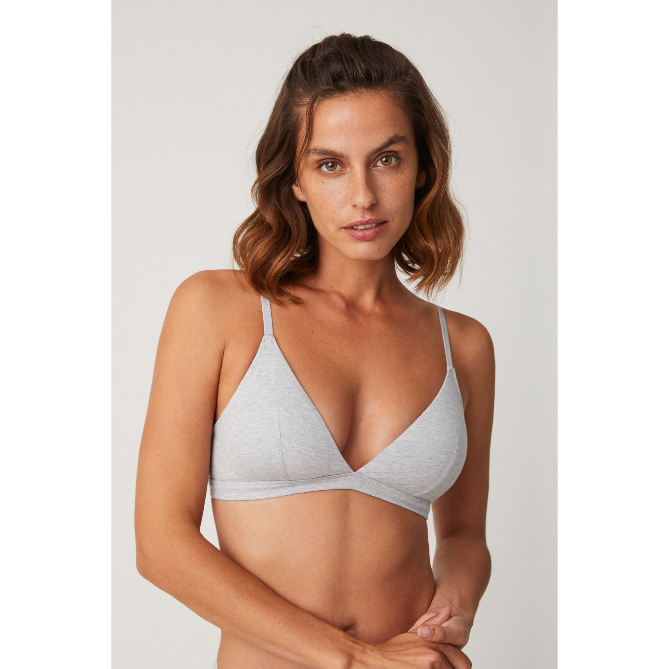 Reggiseno senza ferretto con imbottitura in cotone e modal grigio
