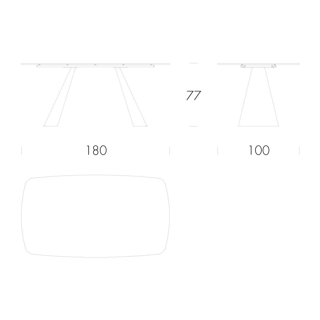 TAVOLO FISSO PRISMA - GRIGIO CARBONE, BOTTE BORDO INCLINATO, PIANO GRES PORCELLANATO EMPERADOR