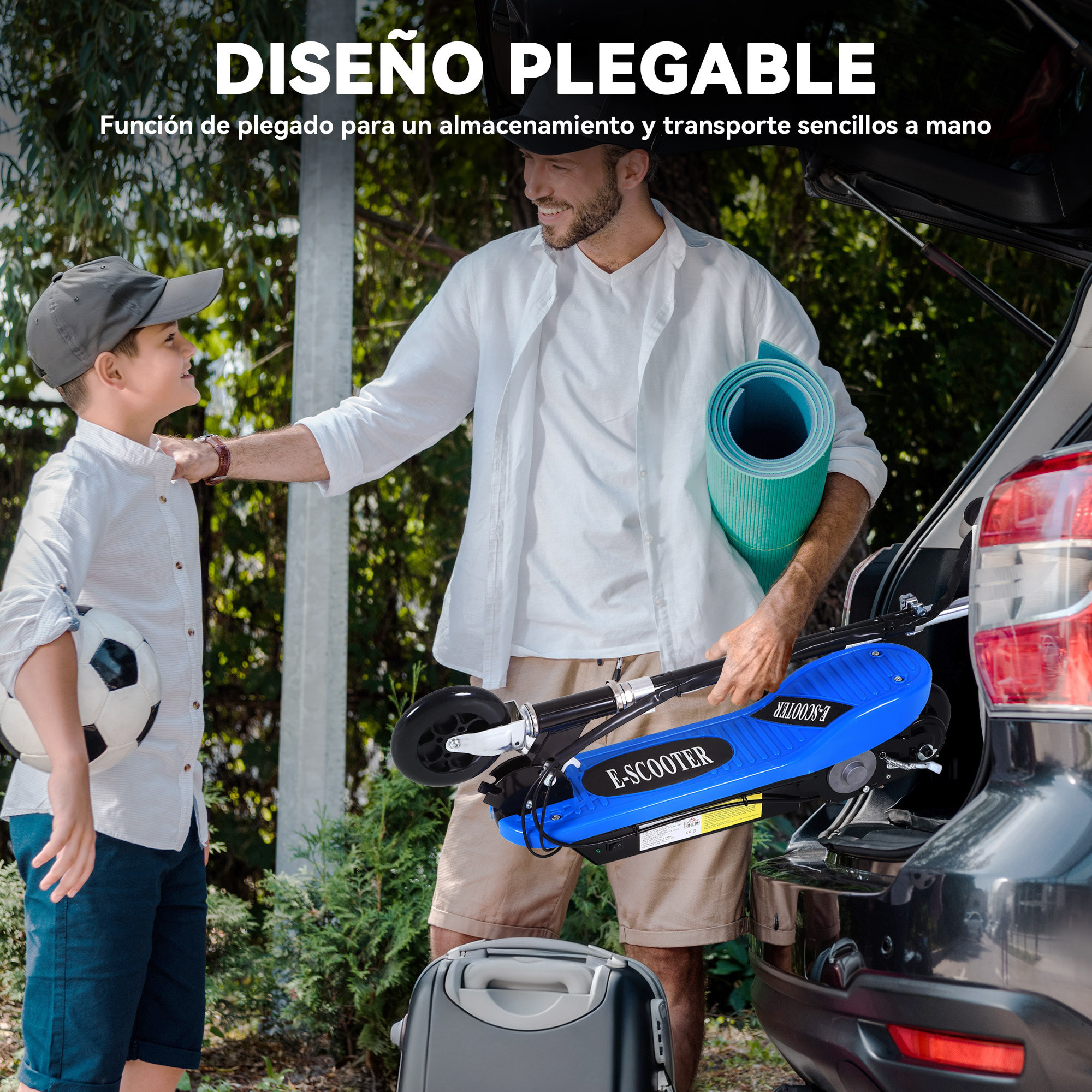 Patinete Eléctrico Plegable para Niños y Adolescentes de +7 Años Velocidad de 10 km/h Scooter Eléctrico con Manillar Ajustable en Altura y Frenos Carga Máx. 50 kg 78x37x87-95 cm Azul