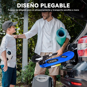 Patinete Eléctrico Plegable para Niños y Adolescentes de +7 Años Velocidad de 10 km/h Scooter Eléctrico con Manillar Ajustable en Altura y Frenos Carga Máx. 50 kg 78x37x87-95 cm Azul