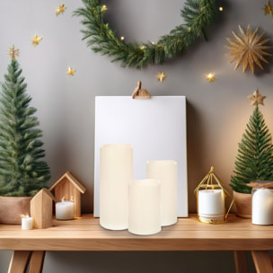 juego de 3 velas led tamaños diferentes y parpadenates con mando a distancia en color marfil